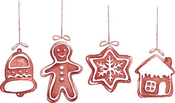 Gingerbread set. Watercolor clipart png