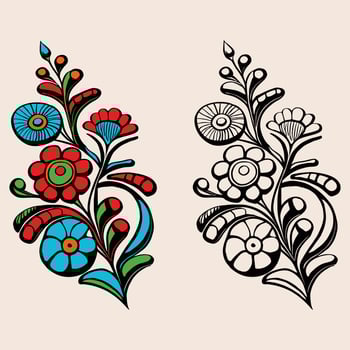 Flower ornament Line art vector