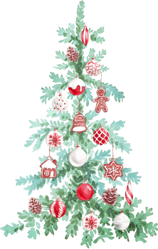 Christmas tree. Watercolor clipart png
