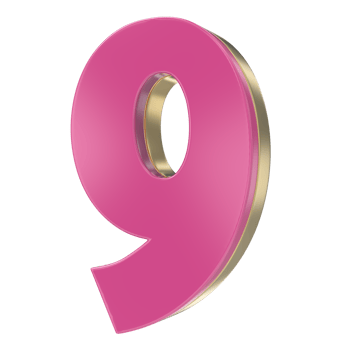 9 Pink With Gold 3D Render png