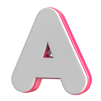 Letter A White With Pink 3D Render png