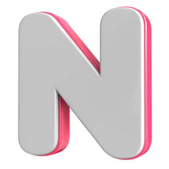 Letter N White With Pink 3D Render png