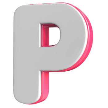 Letter P White With Pink 3D Render png