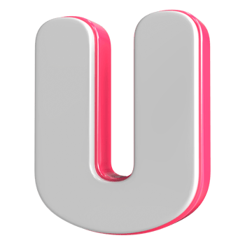 Letter U White With Pink 3D Render png