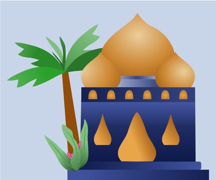 Islamic Mosque Flat Style Design vector