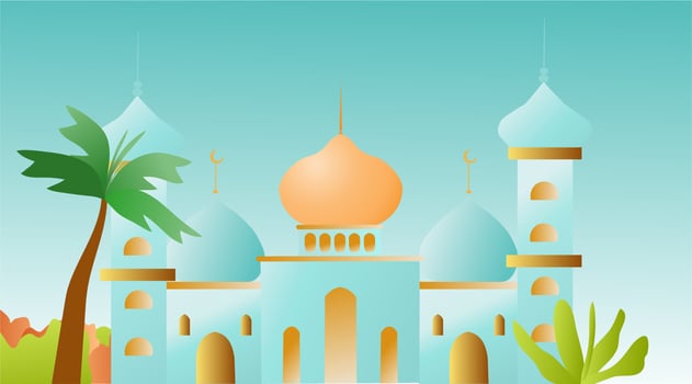 Islamic Mosque Flat Style Design vector