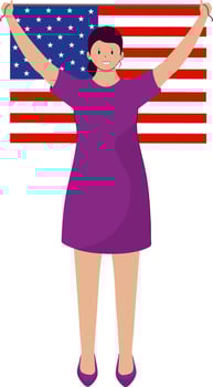 Illustration Of Cheerful Girl Holding American Flag. vector