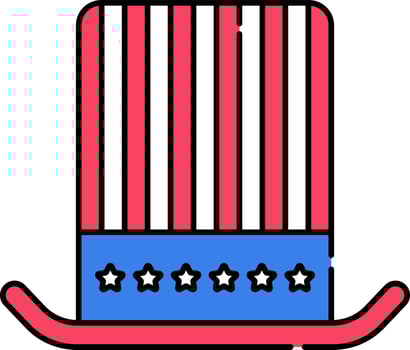 US Flag Color Hat Flat Icon Or Symbol. vector