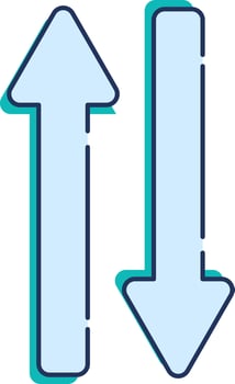 Flat Style Up And Down Arrow Icon In Blue Color. vector