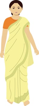 Character Of Indian Woman Wearing Saree In Standing Pose On White Background. vector