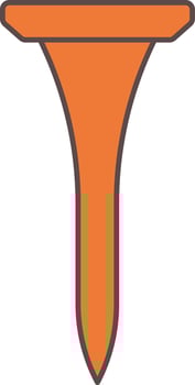 Isolated Golf Tee Icon In Orange Color. vector