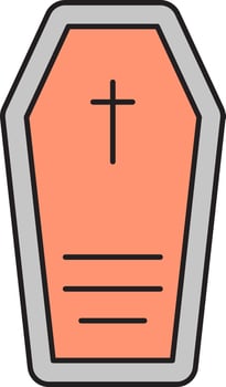Flat Style Coffin Icon In Orange And Grey Color. vector