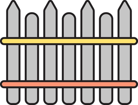 Grey And Yellow Fence Icon In Flat Style. vector