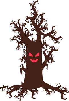 Bloody Monster Tree Flat Icon In Brown Color. vector