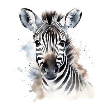 Watercolor little zebra isolated on transparent background. png