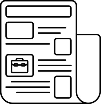 Job Newspaper Icon In Black Line Art. vector
