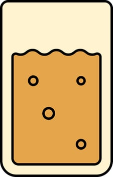 Flat Style Thandai Glass Icon In Brown And Yellow Color. vector