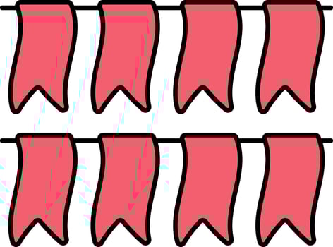 Red Bunting Flags Hang Icon In Flat Style. vector