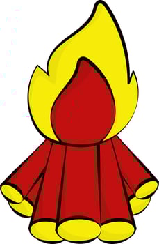 Red And Yellow Illustration of Holika Bonfire Icon. vector