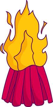 Red And Yellow Illustration of Holika Bonfire Icon. vector