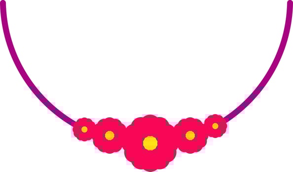 Red And Yellow Flowers Garland Flat Icon. vector