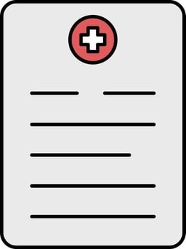 Medical Paper Flat Icon In Red And White Color. vector