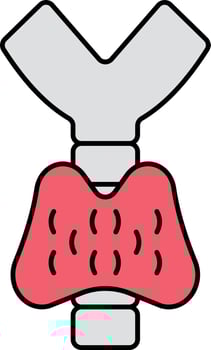 Thyroid Icon In Red And Gray Color. vector