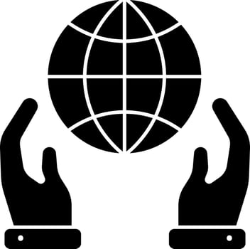 Globe Holding Hand Icon In Color. vector