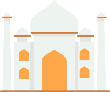Isolated Beautiful Taj Mahal Icon In Flat Style. vector