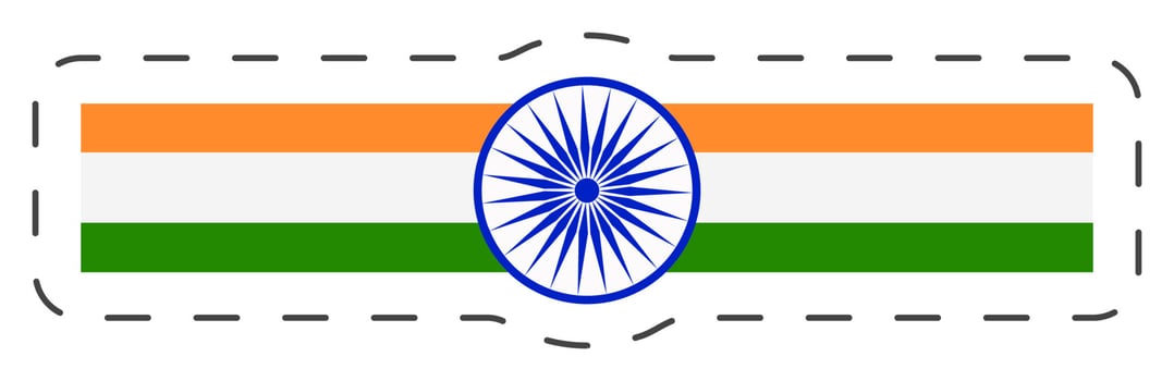 Tricolor Ribbon With Ashoka Wheel In Sticker Style. vector
