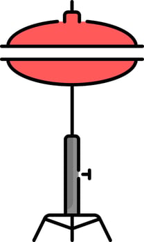 Hi Hat Cymbal Flat Icon In Red And Grey Color. vector