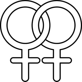 Two Female Gender Icon In Linear Style. vector