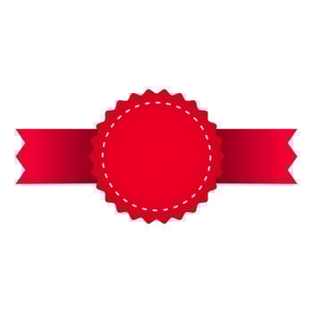 Empty Badge Ribbon Element In Red Color. vector
