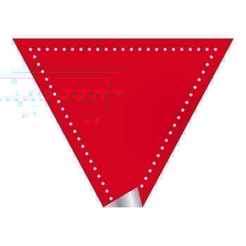 Curl Triangle Shape Label In Red Color. vector