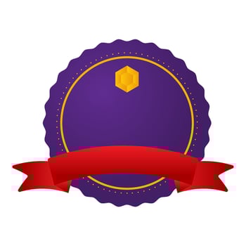 Empty Round Badge Or Label With Ribbon On White Background. vector