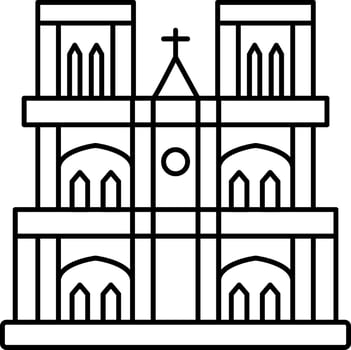 Notre Dame Icon In Black Outline. vector