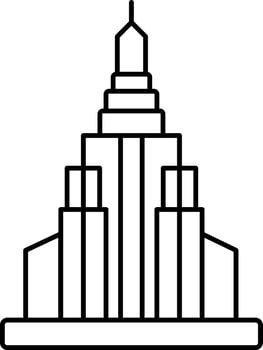 Empire State Building Icon In Line Art. vector
