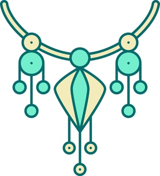 Isolated Necklace Icon In Turquoise And Yellow Color. vector