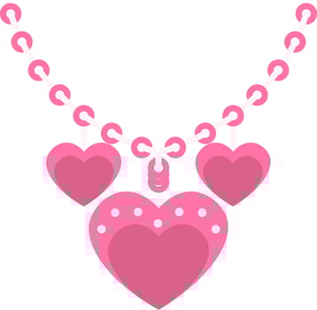Heart Shaped Necklace Flat Icon In Pink Color. vector