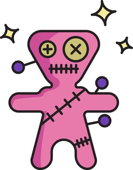Flat Illustration Of Pink Voodoo Doll Icon. vector