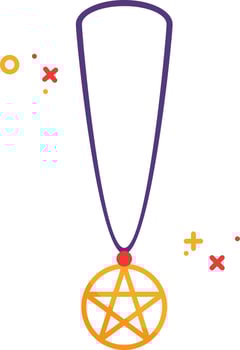 Isolated Star Of David Pendant Icon In Orange And Purple Color. vector