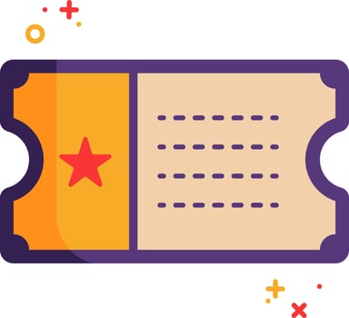 Yellow And Purple Ticket Icon In Flat Style. vector