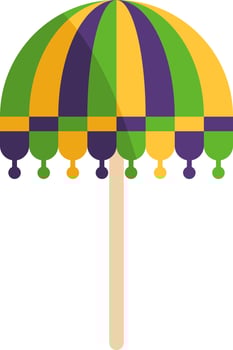 Tricolor Tassel Umbrella Icon In Flat Style. vector