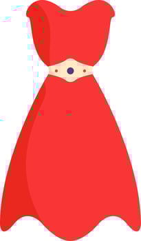 Isolated Strapless Dress Icon In Red Color. vector