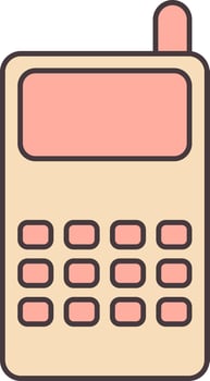 Walkie- Talkie Flat Icon In Peach Yellow And Red Color. vector