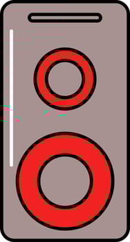 Flat Style Speaker Red And Taupe Icon. vector