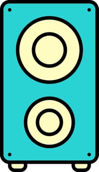 Yellow And Teal Sound Speaker Flat Icon. vector