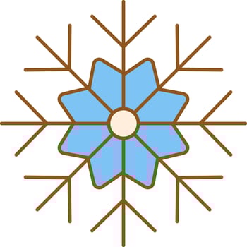 Snowflake Icon In Blue And Brown Color. vector