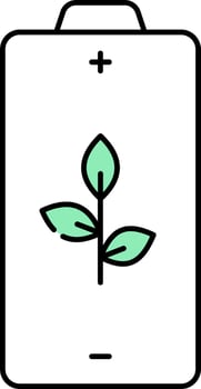 Green And White Eco Battery Icon Or Symbol. vector
