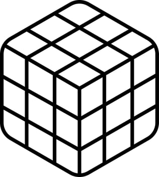 Puzzle Cube Black Thin Line Art Icon. vector